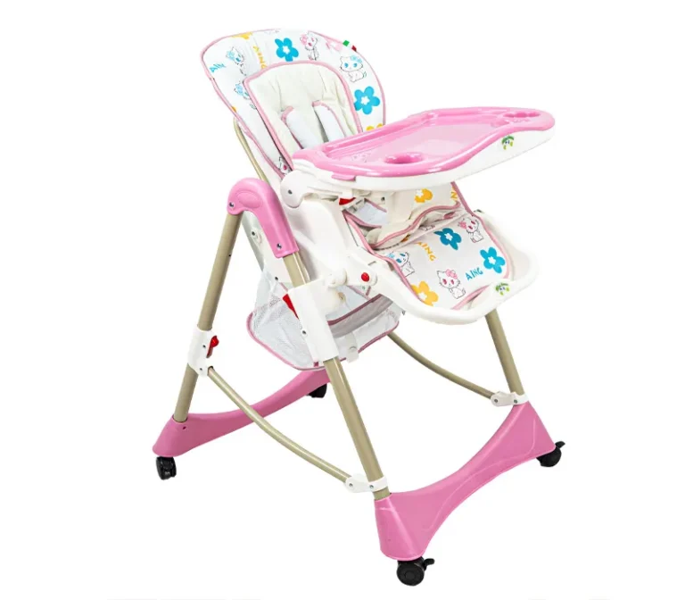 Chaise haute pour bébé réglage de la hauteur à 5 niveaux rose